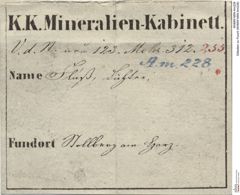 Etiketten zu Fluorit (NHMW-MIN-Am228)
